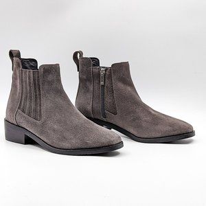 Aquatalia Women Grey Short Western Stacked Heel Suede Chelsea Boots size 11